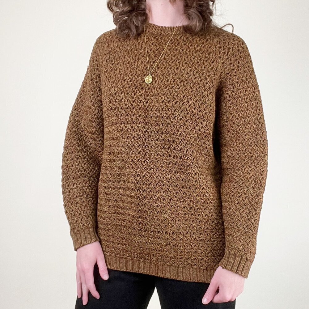 Vintage Hand Knit Cable Sweater Oversized Slouchy Chunky Quiet Luxury Old Money